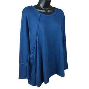 Forgotten Grace Womens XS Blue Thermal Long Sleeve Tee Soft Stretch Casual NWOT